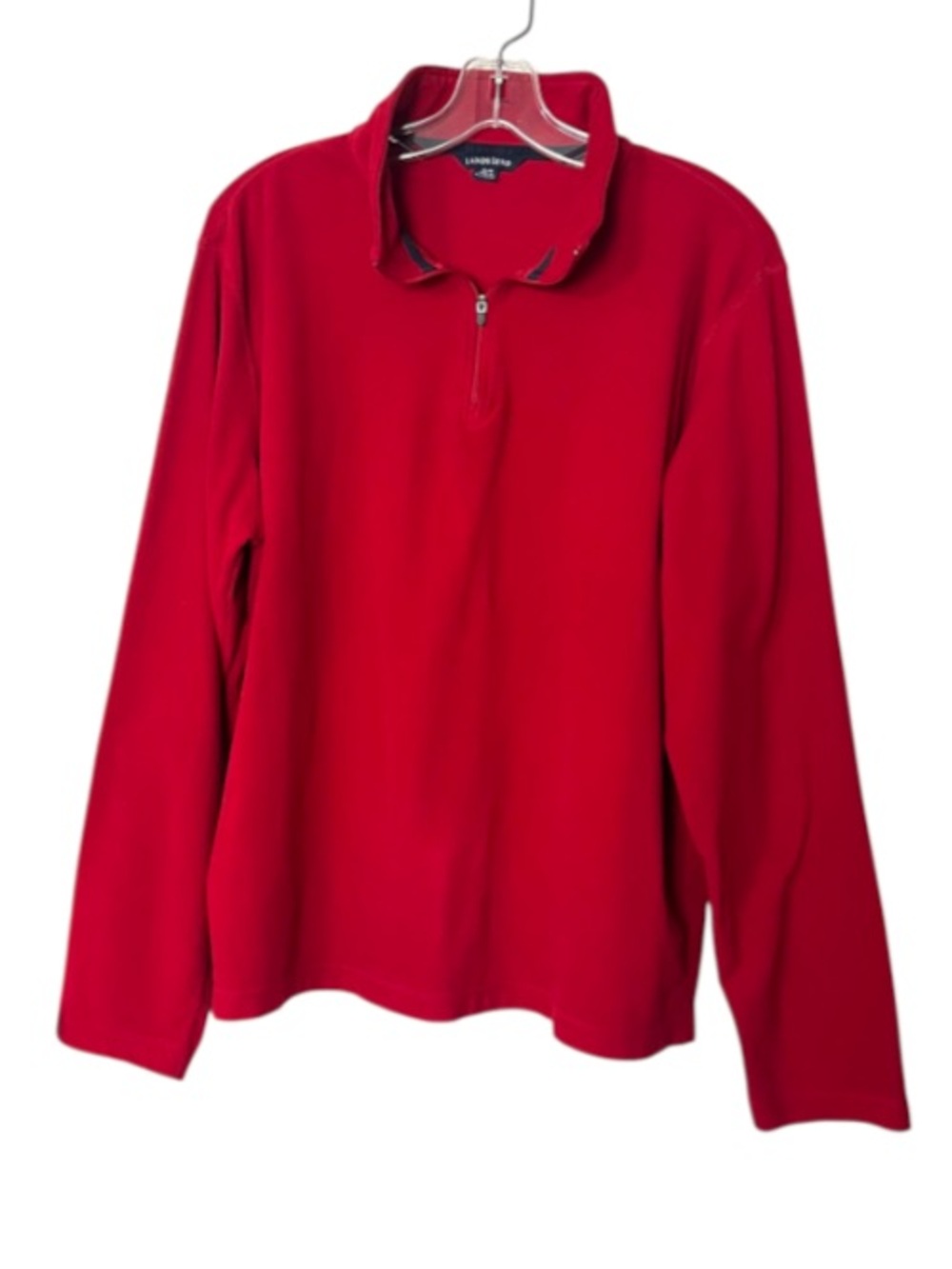Lands’ End Mens XL Red Fleece Quarter Zip Pullover Jacket 46-48 Vintage
